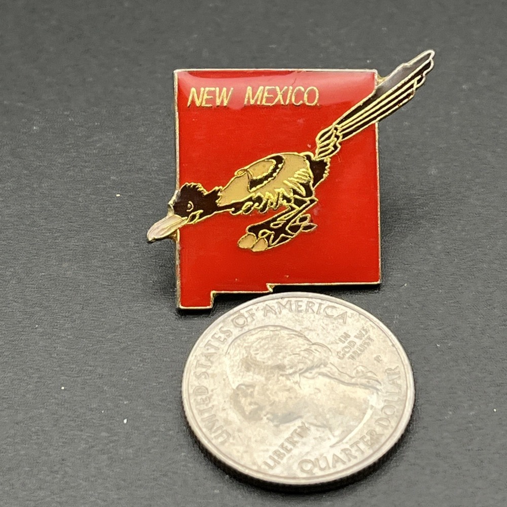 New Mexico State Outline Roadrunner United States Of America Lapel Hat Pin - Picture 2 of 3